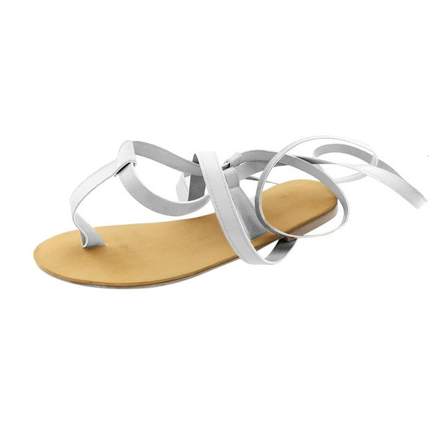 Women Summer Open-Toe Strap Roman Wind Straps Toe Flat Sandals Shoes Large Size
