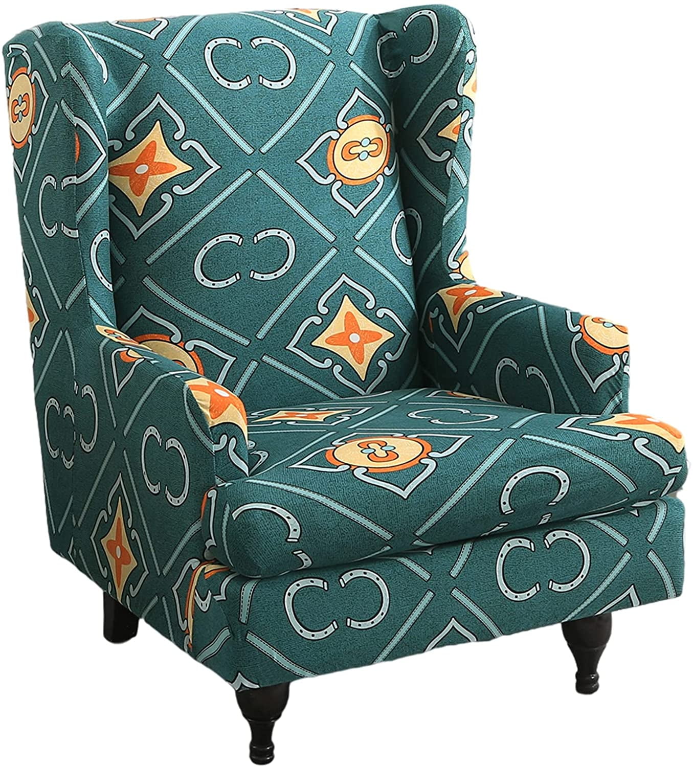 Printed Wing Chair Slipcovers 2 Piece Stretch Wingback Chair Cover