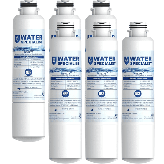 Waterspecialist F27 Refrigerator Water Filter Replacement for SamsungĀ® DA29-00020B, HAF-CIN, RS25J500DSR, RF28HMEDBSR, HAF-CIN/EXP, RF4287HARS, RF28HFEDBSR, 6 Pack