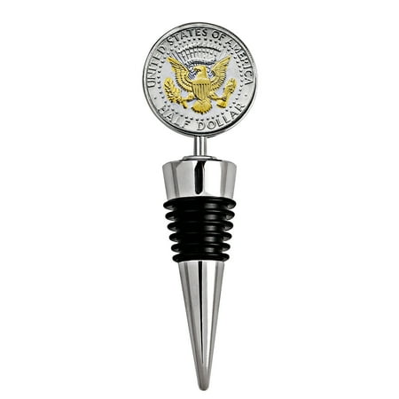 

Selectively Gold-Layered Presidential Seal JFK Half Dollar Coin Wine Stopper