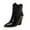 Black, variant on Western Style Cowboy Boots For Women Pointed Toe Mid Calf Riding Footwear With Low Heel Design