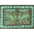thumbnail image 1 of Ahgly Company Machine Washable Indoor Rectangle Animal Turquoise Blue Traditional Area Rugs, 3' x 5', 1 of 4