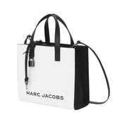 Marc Jacobs The Grind Mini Black White Pebble Leather Tote Crossbody Bag