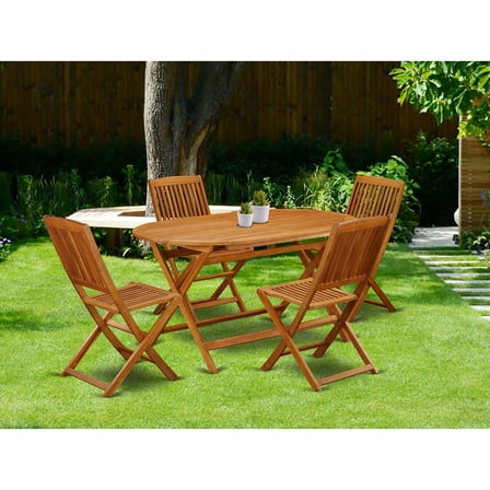 Acacia Patio Dining Set - 5 Piece Outdoor Furniture Set with Table and Chairs
