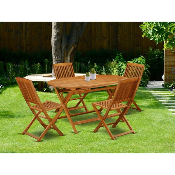 Acacia Patio Dining Set - 5 Piece Outdoor Furniture Set with Table and Chairs