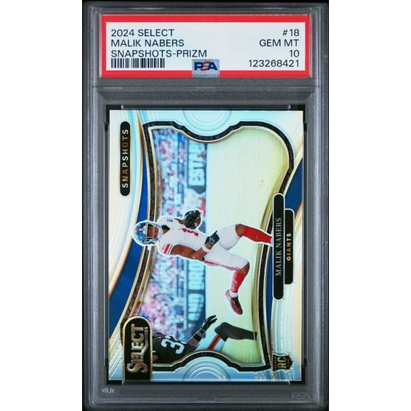 Graded 2024 Panini Select Malik Nabers #18 Snapshots Prizm Rookie RC Football Card PSA 10 Gem Mint