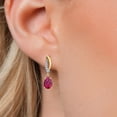 thumbnail image 3 of Gem Stone King 925 Silver and 10K Yellow Gold Red Created Ruby and White Lab Grown Diamond Stud Earrings for Women | 2.05 Cttw | Gemstone July Birthstone | Pear Shape 7X5MM, 3 of 6