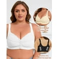 thumbnail image 3 of FHTECO Front Closure Bras for Women No Underwire Plus Size Wireless Comfortable Cotton Sleep Bra for Older Womens Bras, 3 of 12