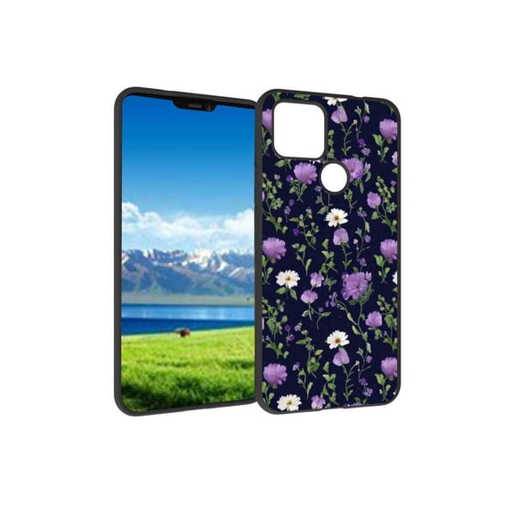 Compatible with Google Pixel 4A 5G Phone Case, Pretty-floral-purple-1 Case Silicone Protective for Teen Girl Boy Case for Google Pixel 4A 5G