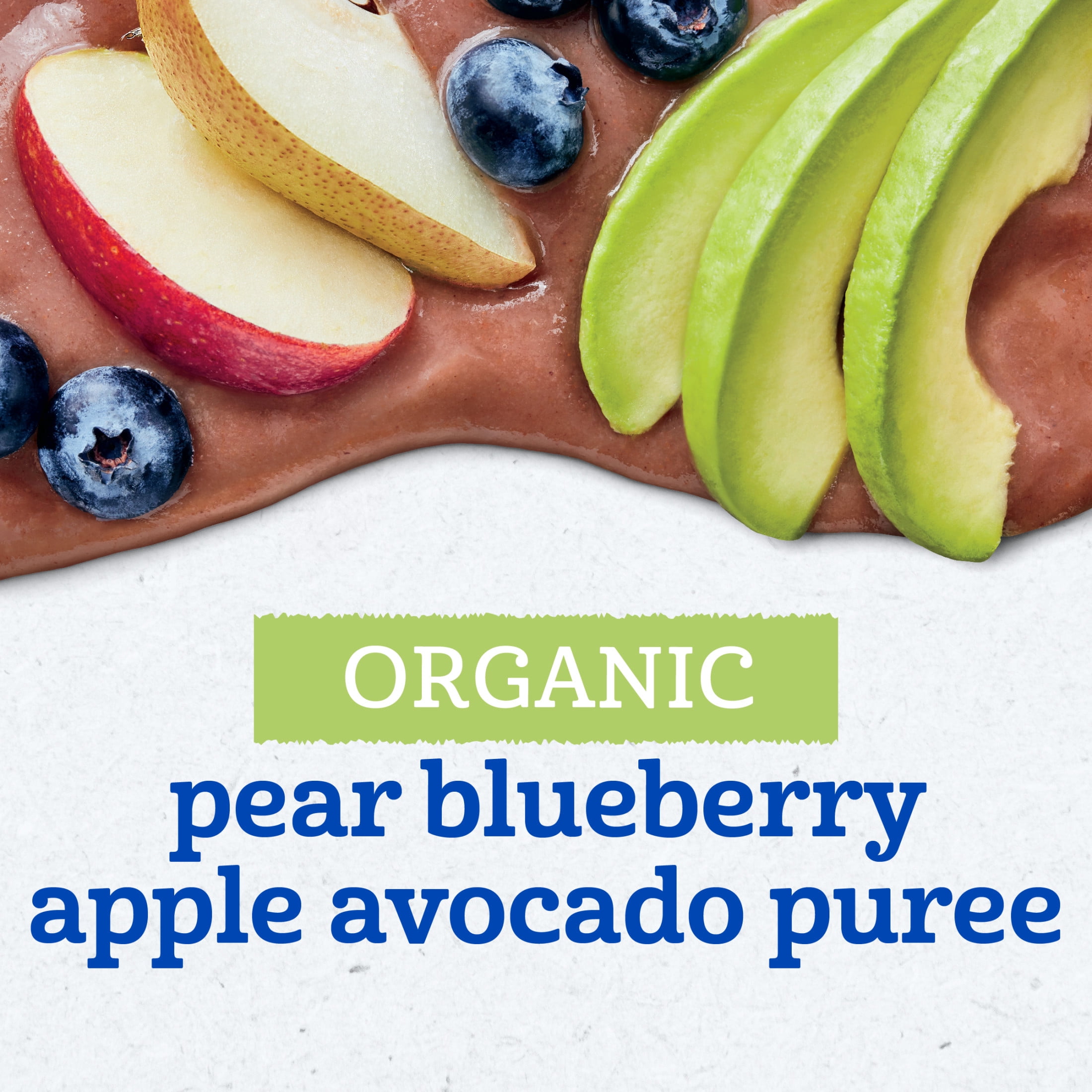(3 pack) Gerber Organic Stage 2 Baby Food Puree, Pear Blueberry Apple Avocado, 3.5 oz Pouch