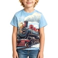 thumbnail image 2 of Kiijoy Boys T-Shirt Train Print Graphic Tee Casual Short Sleeve Tshirt, Blue, Sizes 2-15, 2 of 4