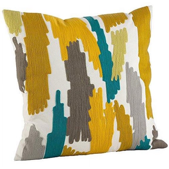 Fennco Styles Bright Brushstroke Cotton Down Filled Throw Pillow - 20" Square