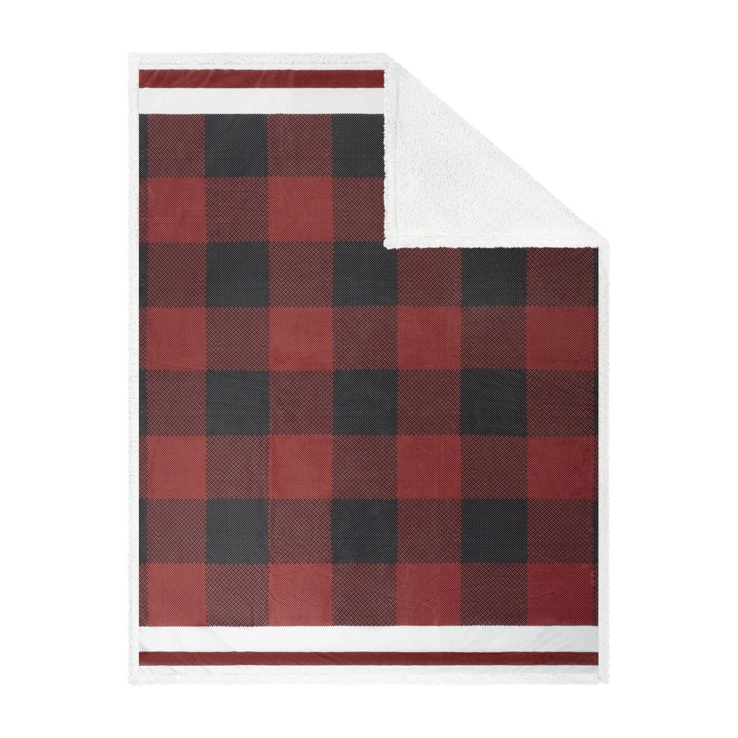 Safdie & Co. Premium Ultra Soft Throw Blanket with Sherpa Reverse Buffalo Plaid Knit