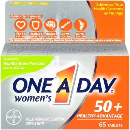 One A Day Women’s 50+ Healthy Advantage Multivitamins, Supplement with Vitamins A, C, E, B1, B2, B6, B12, Vitamin D and Calcium, 65 (Best One A Day Multivitamin)