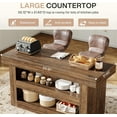 thumbnail image 5 of Finmind 55-Inch Kitchen Island with Large Countertop, Wooden Coffee Bar Table for Kitchen, Dining Room, Living Room, Brown, 5 of 6