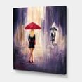 thumbnail image 3 of Designart ' The Girl With The Umbrella Walking In The Rain II ' French Country Canvas Wall Art Print, 3 of 3