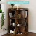 thumbnail image 3 of Hironpal Rustic Brown Corner Cabinet with USB Ports and Outlets - Wooden Cubby Corner Bookshelf for Small Spaces - 9 Cube Organization Storage - Ideal for Bedroom, Living Room, and Office, 3 of 9