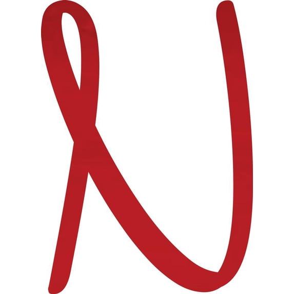 Awesome Life Craft, Acrylic Letter N Script, 4'' Tall Transparent Red Alphabet