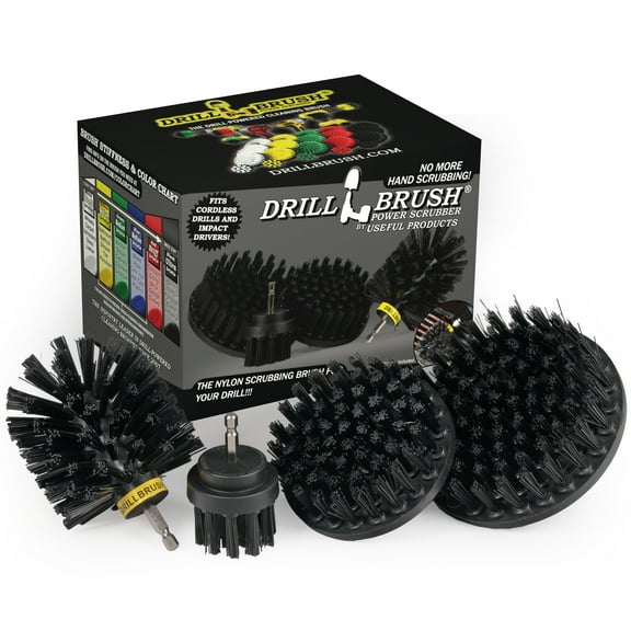 BBQ Grill Cleaning Ultra Stiff Drill Powered Cleaning Brushes 4 Piece Kit Replaces Wire Brushes for Rust Removal, Loose Paint, De-Scaling, Graffiti Removal on Stone, Brick, and Masonry - BBQ Brush