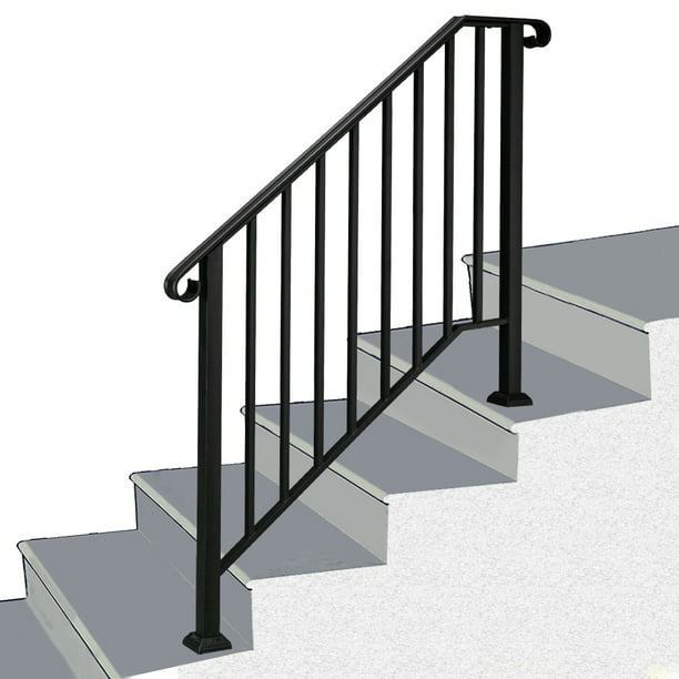 Handrails for Outdoor Steps, Fit 2 or 5 Steps Outdoor Stair Railing ...