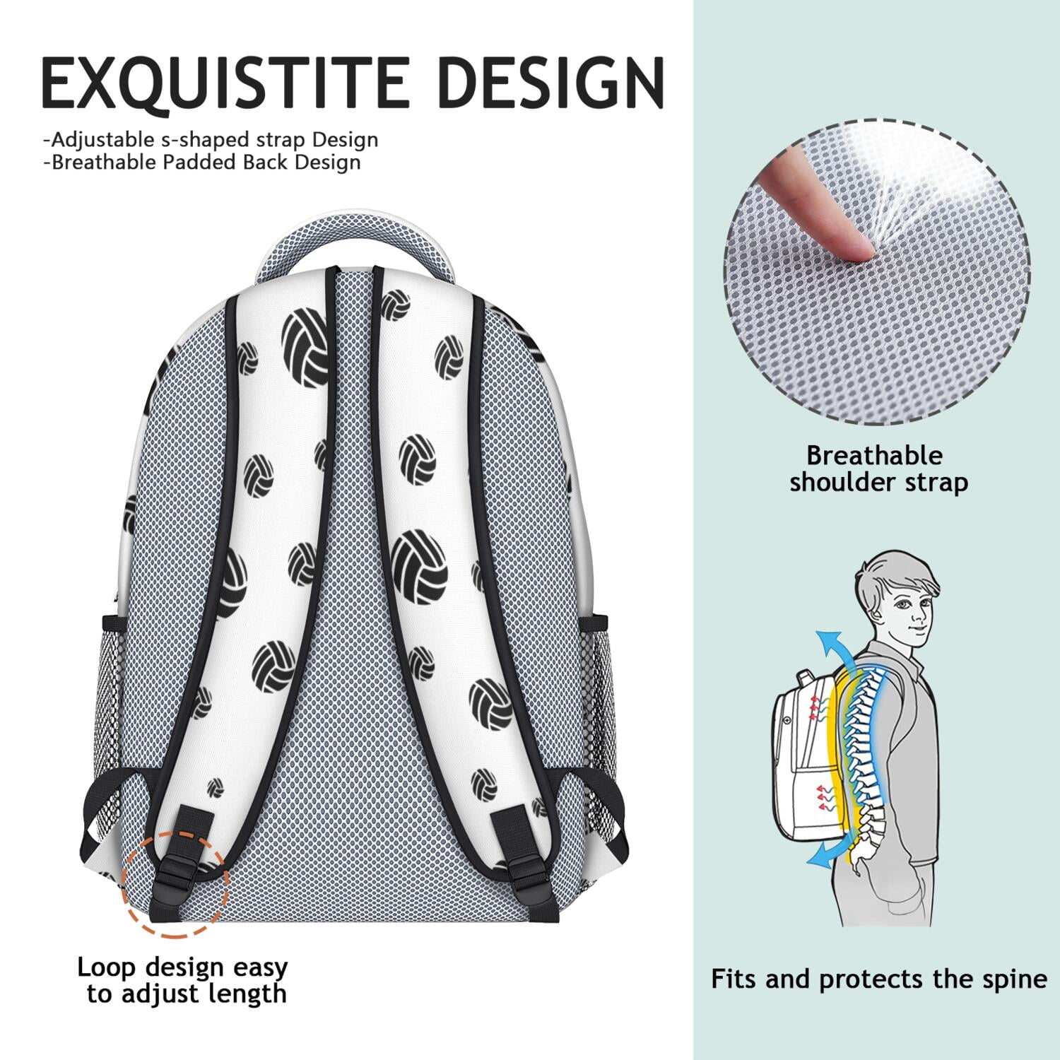 Sports Competition Print Backpack for Teens - Waterproof & Lightweight Student Backpack - Breathable Shoulder Straps for Baseball, Soccer, Football