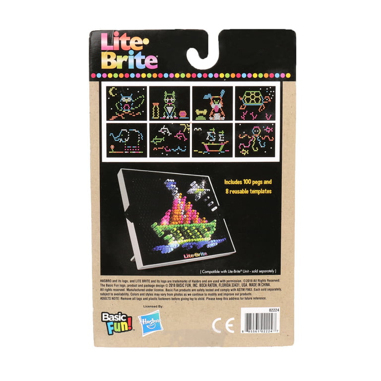 Lite Brite HD Template and Peg Refill Set Plus Storage, 360 Mini-Pegs and 8  Templates