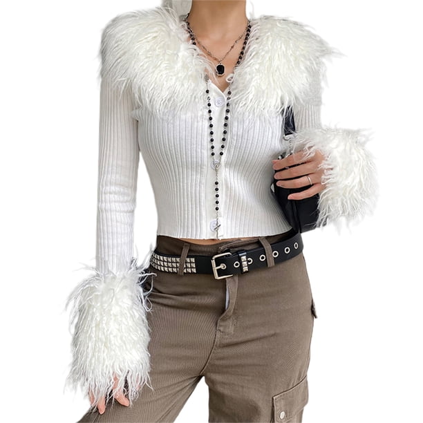 Txlixc Cardigan femenino casual de manga larga de color sólido Txlixc moda
