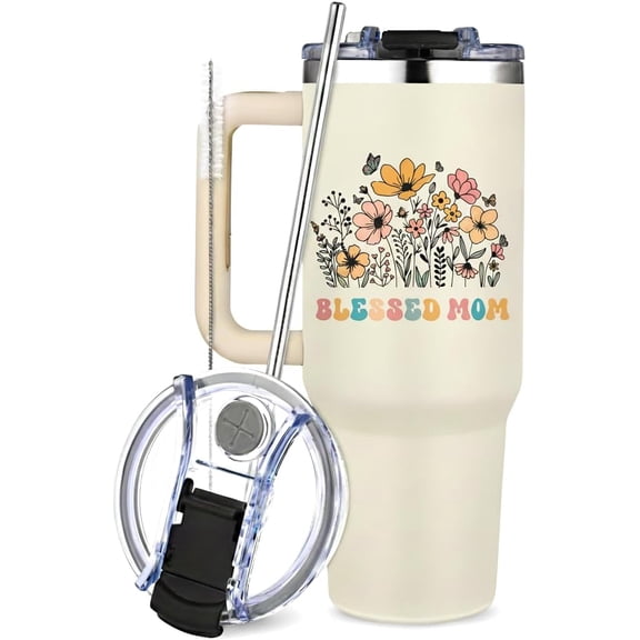 Mom Tumbler Gifts,40oz Tumbler with Handle for Moms, Travel Tumbler Gifts for Mother''s Day women Birthday Christmas, Mama''s Gift from daughter and Son