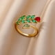 thumbnail image 1 of Anillos de circón cúbico chapados en oro para mujer, acero inoxidable abierto, anillo de dedo de cristal de lujo verde, joyería Bohemia, regalo de fiesta de boda, 1 of 4