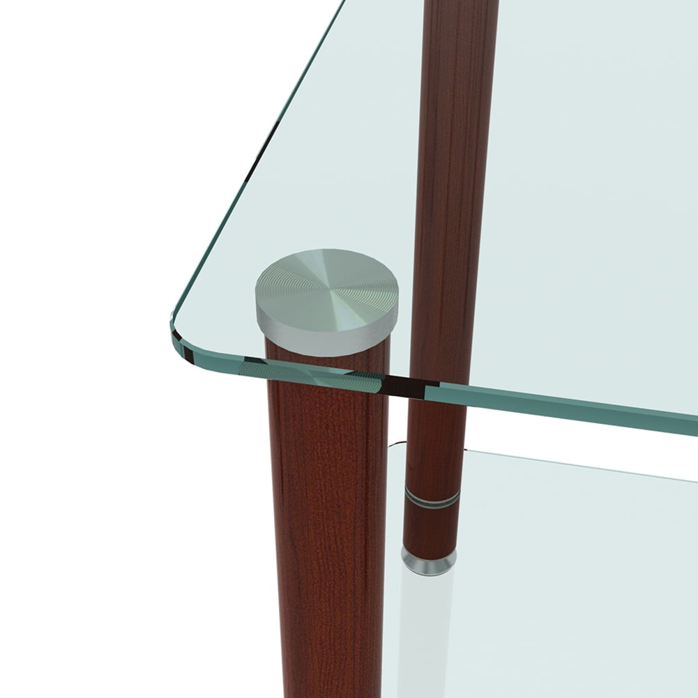 Kadyn End Table, 2-Tier Bedside Table with Storage Shelve, Side Table for Living Room Bedroom, Transparent+Walnut Kadyn End Table, 2-Tier Bedside Table with Storage Shelve, Side Table for Living Room Bedroom, Transparent+Walnut
