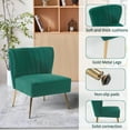 thumbnail image 5 of DRKAT Velvet Accent Chair Modern Comfy Chair with Gold Metal Legs, Upholstered Armless Wingback Chair, Tufted Side Chair, Mid Century Vanity Chair for Living Room, Bedroom, Green, 5 of 7