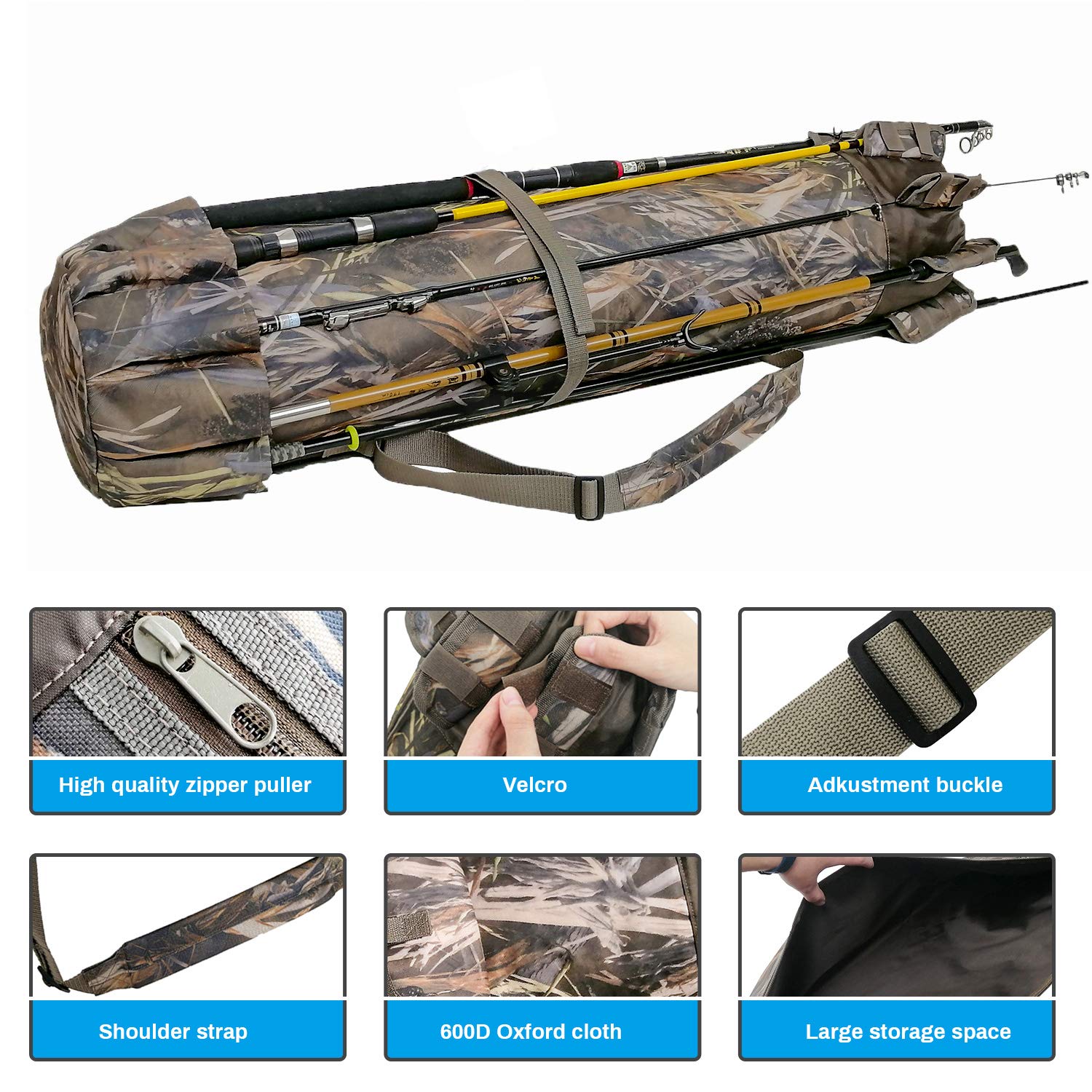 Fishing Rod Organizer Bag (Portable) Shoulder Carry Home and Travel Storage | Professional Reel, Tackle, and Equipment Organization | Heavy-Duty, Water-Resistant