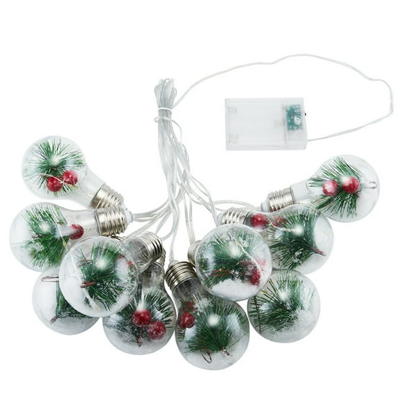 TopLLC LED Transparent Christmas Ball String Inkberry Pines Needle Filling Christmas Tree Hanging Decor 4 Meters 10 Balls 50 LED Lights on Clearance