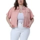 thumbnail image 1 of Chaqueta de mezclilla de manga corta con botones para mujer de tallas grandes Agnes Orinda 3X Rosa, 1 of 5