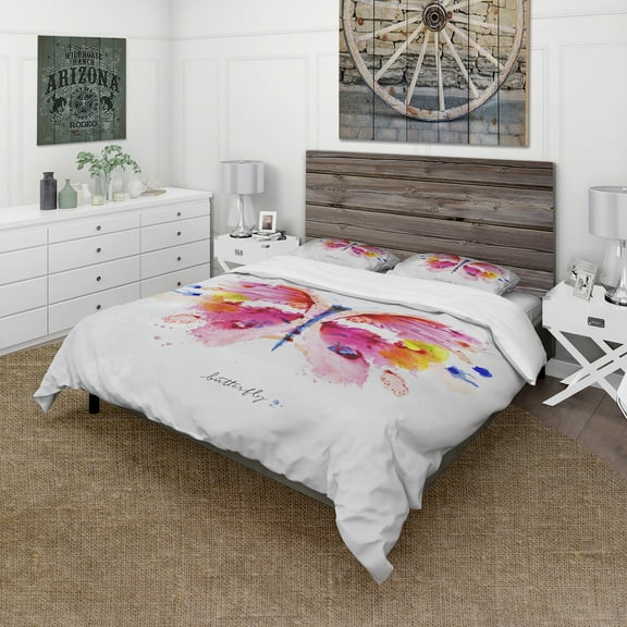 Designart 'Monotype vivid butterfly' Animals Duvet Cover Set
