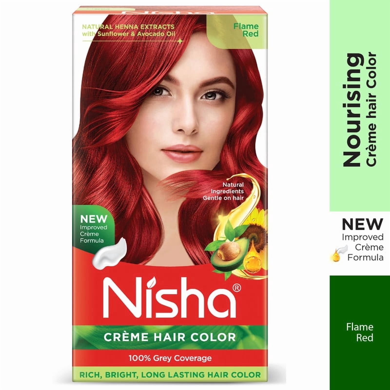 (3 pack) Nisha Creme Hair Color | Permanent Long Lasting Red Hair Dye Color Kit | Flame Red | 5.07 Oz (Pack Of 2)