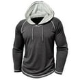 thumbnail image 5 of Hoodies for Mens Contrast Color Sweatshirt Long Sleeve Pullover Drawstring Hoodie Oversized Sweater Loose Fit Workout Shirt Gym Sports Outdoor Sportwear Lightweight Sweatshirts, 5 of 7