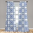 thumbnail image 4 of Ambesonne Vintage Curtains, Moroccan Flora Ornament, Pair of 28"x84", Persian Blue and White, 4 of 4