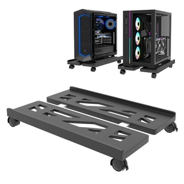 RYLZX Adjustable mobile CPU stand, ventilation computer tower stand, under-desktop CPU stand, PC floor trolley, computer riser, gamers and students (black)