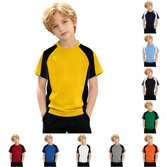 Kids T Shirt Crew Neck Short Sleeve Yellow Shirt for Boys Oversized Tees for Boys 3-4 Years