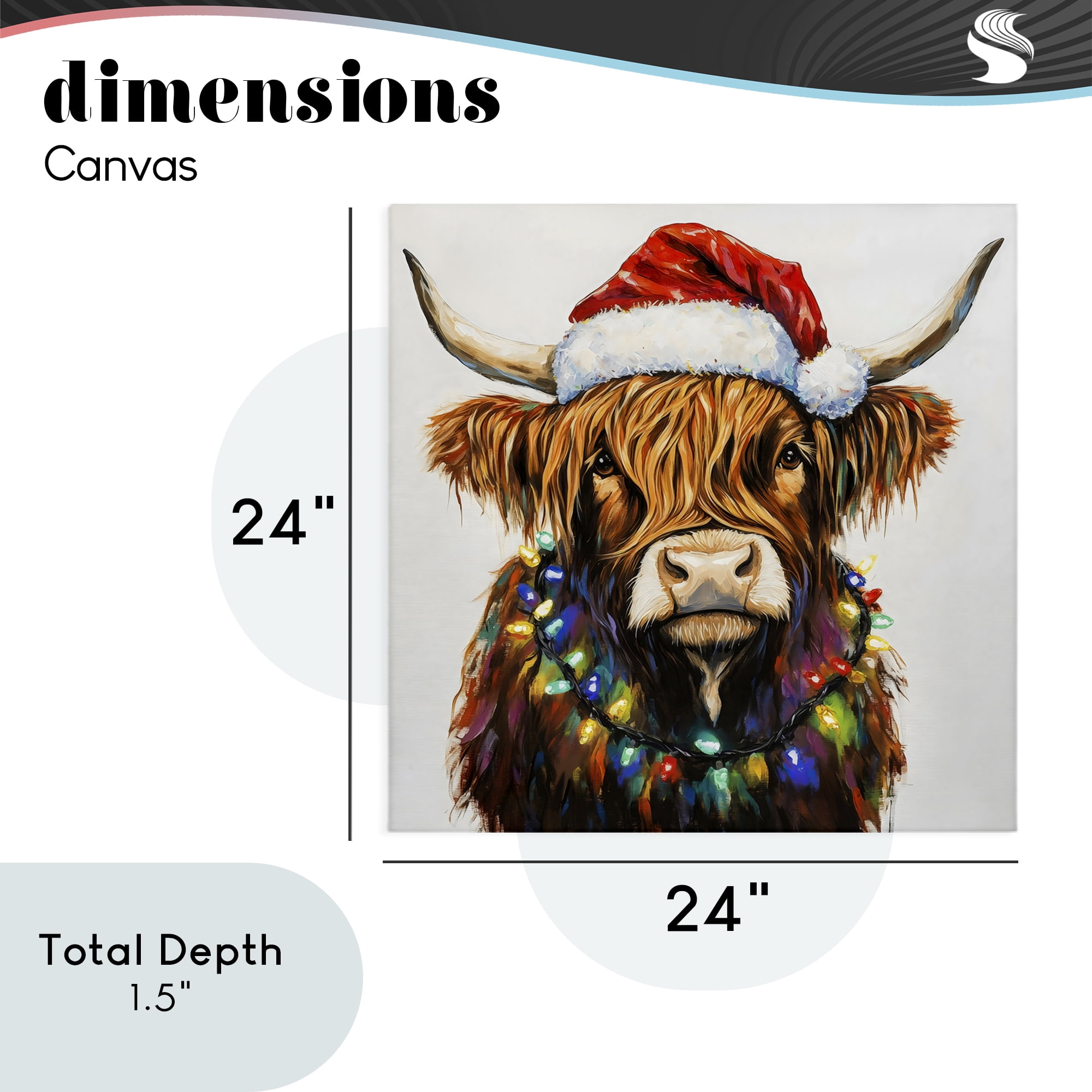 Holiday Lights Bedecked Highland Canvas Wall Art, design by Petal Prints Design