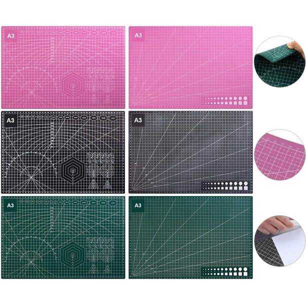 3Pcs Tabla de Corte de 18x12 Pulgadas (A3), Tapete de Corte Autorreparable, Tapete de Costura Autorreparable,Antideslizante, de Pvc, Doble Cara, para Manualidades, Arte, Tela