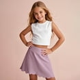 thumbnail image 5 of Girls Golf Skirt, Athletic Tennis Skirts with Shorts Solid Color High Waisted Skorts for Workout Midi Skirt with Slit Purple 5Y, 5 of 9