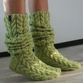 thumbnail image 4 of Outfmvch Wool Socks,Fuzzy Socks Crew Socks Cable Knitted Thigh High Boot Socks Extra Long Winter Stockings Over Knee Leg Ankle Socks Warm Socks Green One Size, 4 of 6
