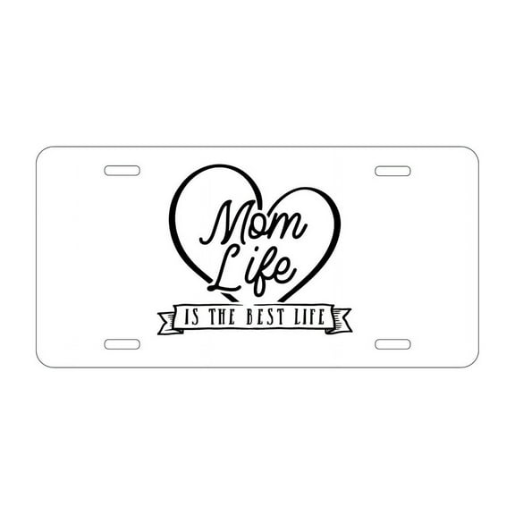 DistinctInk Custom Aluminum Vanity License Plate for Front of Car - Mom Life is the Best Life