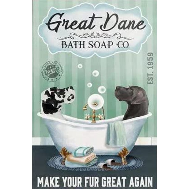 Great Dane Dog Retro Sign Poster , Bath Soap Art Poster,Bedroom Poster