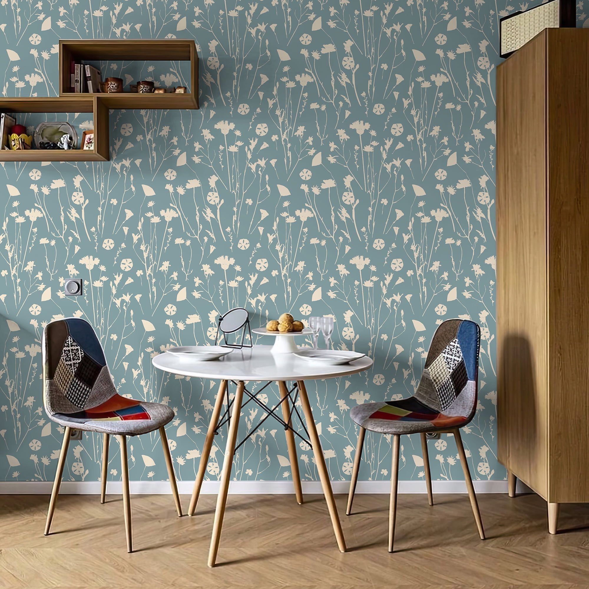 SimurgWallArts - Beige Wildflowers Peel and Stick Vinyl Nursery Wallpaper - 19x118 in, 15.57 Sq. ft.