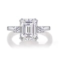 thumbnail image 2 of Dash Jewel 2 Ct Emerald Cut Diamond Ring - 14K White Gold Plated Three Stone Ring - Unique Design for Her - Celebrate Your Love with This Stunning Piece - Timeless Keepsake for Special Occasions, 2 of 3