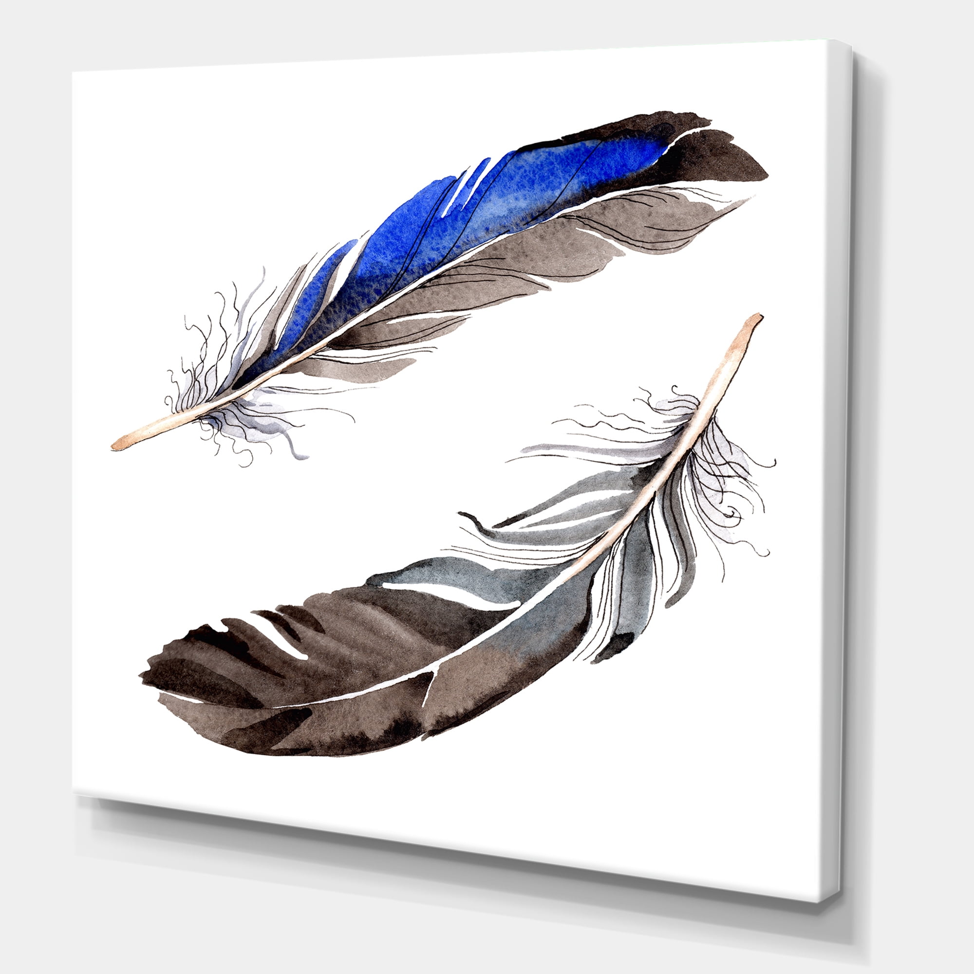 Designart ' Colourful Boho Art Feathers III ' Bohemian & Eclectic Canvas Wall Art Print