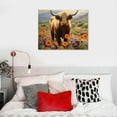 thumbnail image 4 of COMIO Highland Cow Wall Art Decor for Living Room Cow Pictures Print on Canvas Farmhouse Theme Wall Painting for Bedroom Western Wall Decor for Home Office Decorations, 4 of 4